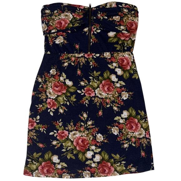 Nella Fantasia Size L - Strapless Floral Top Navy/Pink - Picture 5 of 5